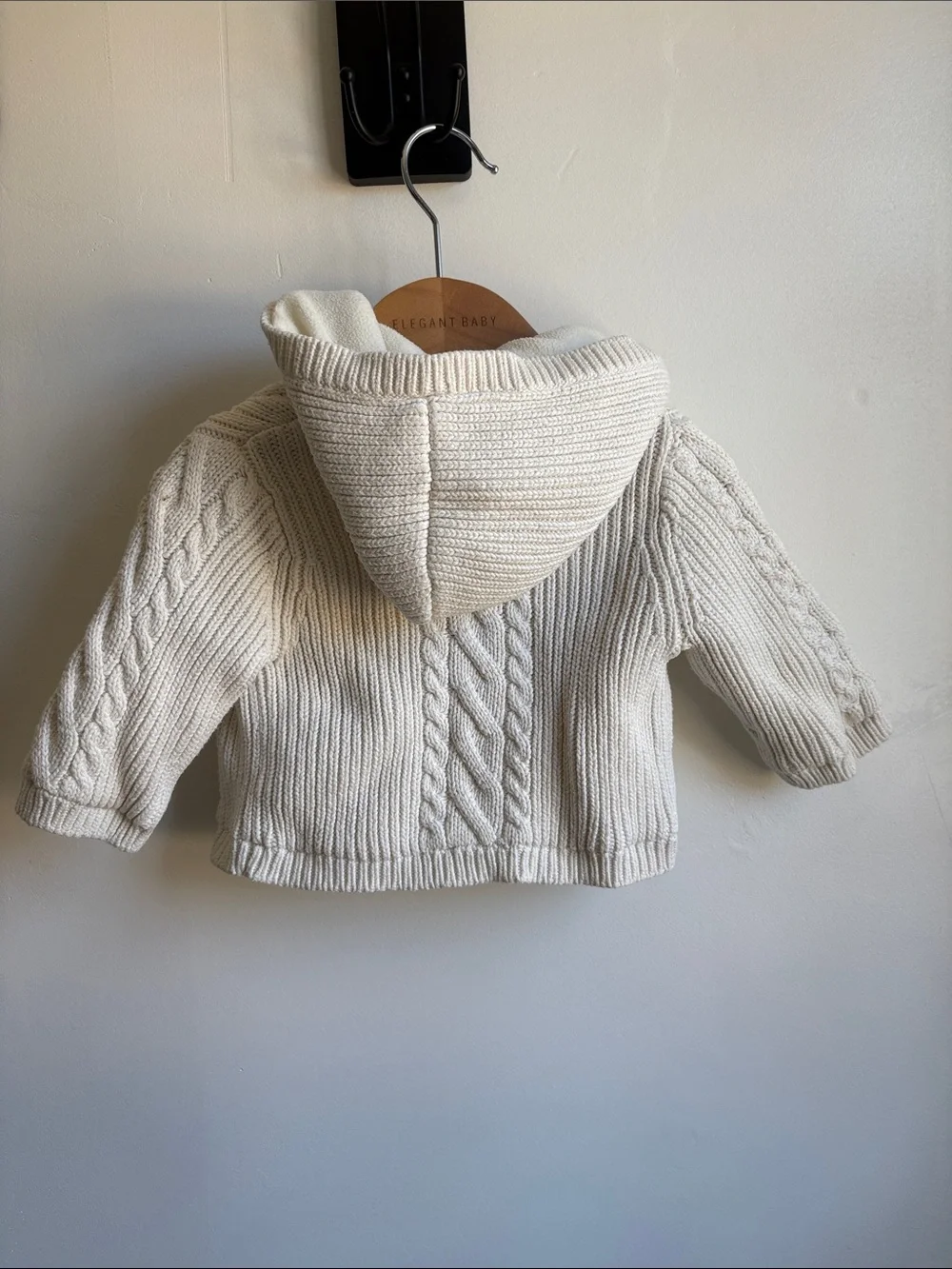GAP Cream Cable Knit Hooded Baby Jacket